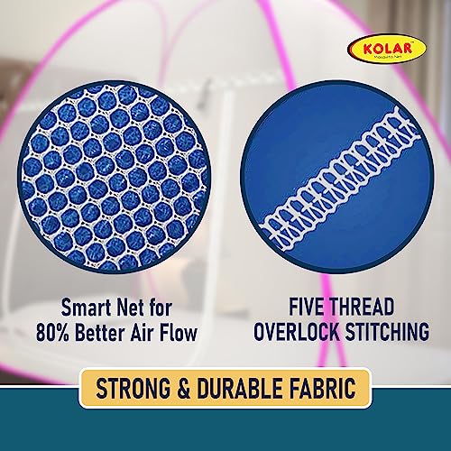 Image of KOLAR Supreme On Mosquito Net for Single Bed|Polyester 30 GSM|Foldable Machardani |Strong and Durable|Tent Type Corrosion Resistant - White Pink