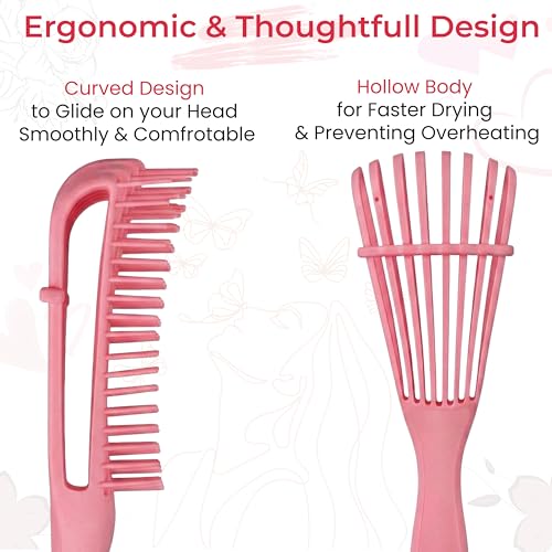 Image of TEMPERIA Detangler Hair Brush for Women & Men - Detangle Wide Tooth Comb for Curly /Wavy Hairs - Shampoo Detangling Curl Styling Hairbrush, Premium & Ergonomic Design (CB136)