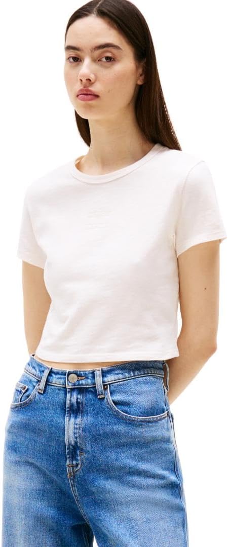 Tommy Jeans Womens Crop Top with Tonal Flag Logo Detail