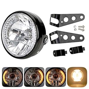 Phare rond pour moto – Projection LED Daymaker avec support de fixation – halogène LED 12 V 17,8 cm