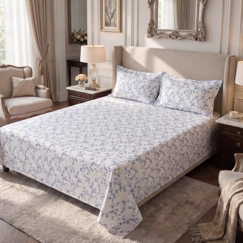 Image of Home Elegance from House of Mytrident | Linen Feel Bed Sheet for Double Bed King Size with Two Pillow Covers | Ultrasoft | Floral 274cm x 250cm | myTrident - Orchard Mustard