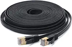 Cabo Ethernet Cat 7 32AWG Cobre livre de oxigênio 10 G s Alta Velocidade 600Mhz Largura de Banda Plana Rede de Internet LAN Patch Cord, Preto 15m POPQ