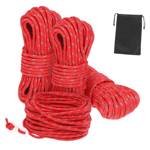 TOYANDONA 4pcs Reflective Camping Rope Portable Adjustable Tent Cord with Storage Bag Durable Nylon Windproof Rope for Outdoor Activities Hiking and Climbing