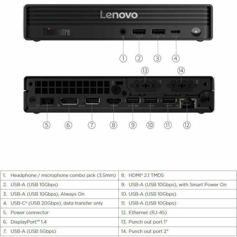 Image of Lenovo ThinkCentre M90q Gen 6 13AC001XUS Desktop Computer - Tiny - Black