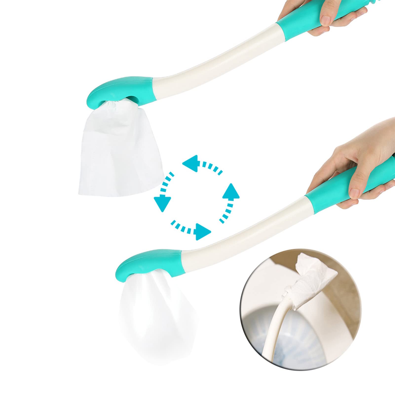 Bottom Wiper, Long Handle Reach Comfort Soporte para limpiador Toilet Paper Tissue Grip Self Wipe Aid Helper