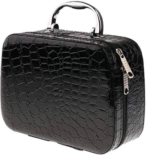 Viulvuk Latest Stylish Cosmetic Bag for Women | Toiletry Storage Pouch & Jewellery Organizer of PU Leather | Makeup Case with Compact Magnifying Mirror for Travel (20x14x8 cm, Black) 1