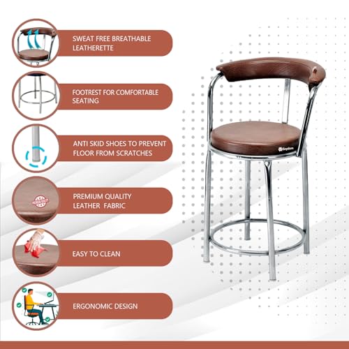 Goyal Steel and Furniture Exclusive Stainless Steel Frame Stool – Comfortable Bar, Cafe, Kitchen, Salon, Reception, and Lawn Chair (Brown, Standard... - Image 6