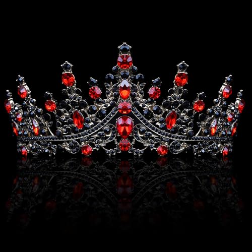 COCIDE Black &amp; Red Crowns for Women Gothic Tiaras for Women Queen of Hearts Crown Accessories Costume Halloween Cosplay Princess Birthday Pageant Bride Headpieces