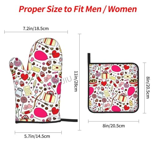 Resistant Non-Slip Potholders Oven Gloves and Pad Balloon Patterns Oven Mitts and Pot Holders Set for Baking Cooking BBQ - immagine 3