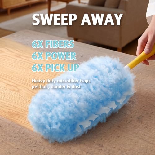 Image of 60 Count Electrostatic Duster Refills Compatible with Swiffer Duster, 6X Microfibers Heavy Duty 2 Side 360 Duster Refills, Disposable Multi Surface Dusters for Cleaning, Unscented