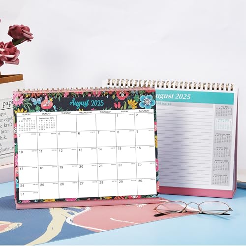 2025 Desk Calendar - Jan. 2025 – Dec. 2025, Standing Flip Calendar 2025, 12 Months Desktop Calendar, 10" x 8.3", Thick Paper, Strong Binding, Stand Up Calendar, with Memo Pages ＆ Blank Blocks