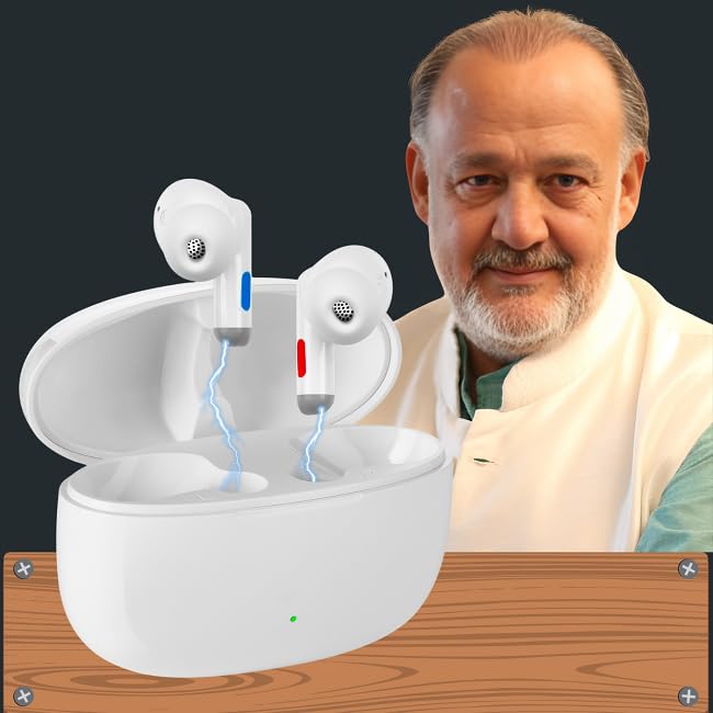 Aika AK-63G1T Rechargeable Digital Hearing Aids for Adults and Seniors with Charging Case, Bluetooth, Noise-Reducing Touch Control (White, with Dry Kit and 1 Year Warranty)