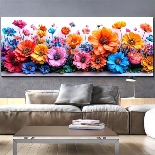 Peinture diamant paysage et fleurs pour créer une décoration murale dans votre salon