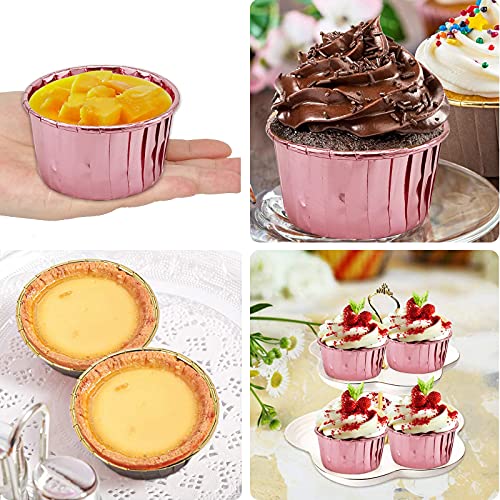 5oz Foil Muffin Cups Muffin Tins 50 Pack,LNYZQUS Jumbo Cupcake Liners with Lids,Disposable Ramekins Pans Cupcake Baking Cups Wrappers for Wedding Bakery-Rose Gold by LNYZQUS - Image 6