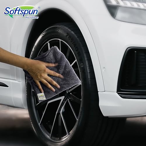 SOFTSPUN Microfiber Cloth 5pcs 40x40cms 340 GSM Multi-Color! Thick Lint & Streak-Free Multipurpose Cloths Automotive Microfibre Towels for Car Bike Cleaning Polishing Washing & Detailing. (Image - 6)
