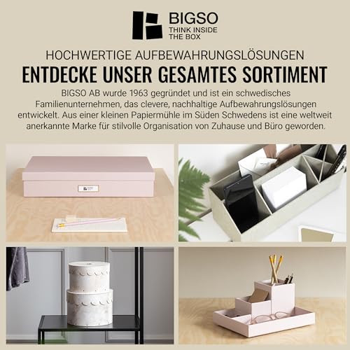 BIGSO JOHAN Hängeregisterbox A4 – Hängemappenbox mit Deckel und Griff – Schreibtischablage für Hängemappen & Dokumente – Aufbewahrungsbox aus recycelter Faserplatte und Papier – beige