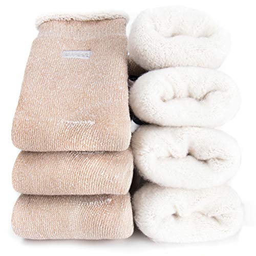 Womens Thick Warm Thermals Socks Soft Warm Comfort Wool Crew Winter Socks (Pack of 3),Free Size (Multi1)