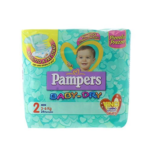 6 x PAMPERS Baby Dry Downcount Mini Taglia 2 3-6