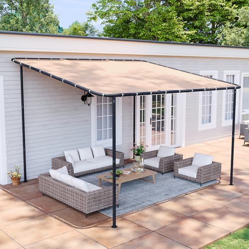 Aoxun 10x12 Lean to Gazebo Outdoor Pergola with Water Resistant & UV-Resistant,...