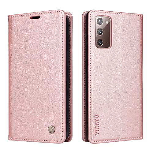 YBFJCE Case for Samsung Galaxy Note20 5G PU Leather Wallet Cover,Flip Folio Case with Card Holders,Magnetic Phone Cover Compatible with Samsung Galaxy Note20 5G,Rose Gold