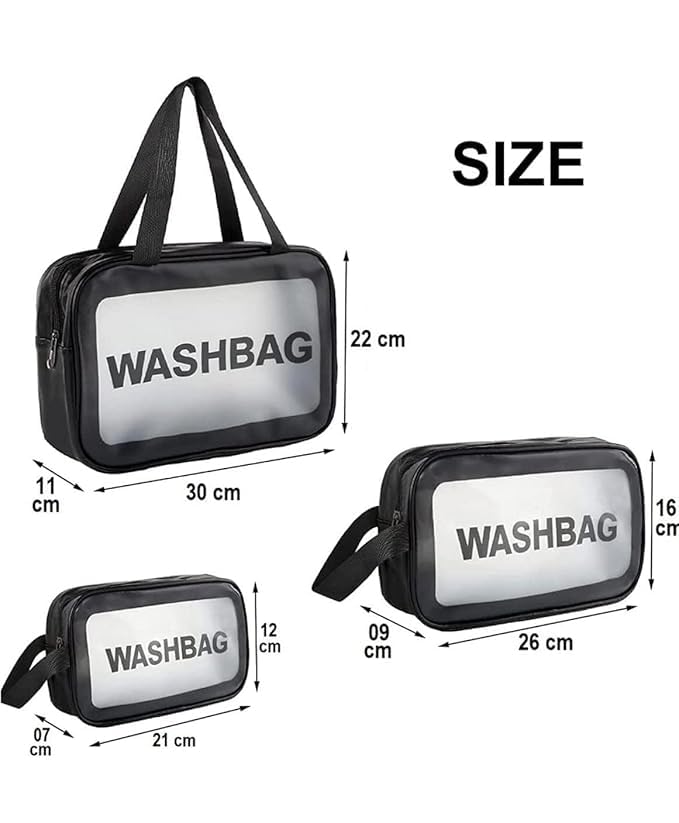 Image of GRILL BUMP Clear Makeup Pouch Set, Cosmetic Organizer Bag for Women and Girls Travel Waterproof Toiletry Storage Kit
