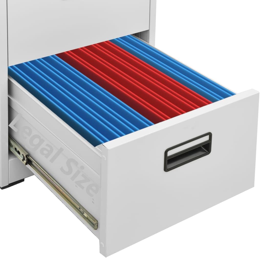 Armadietto portadocumenti grigio chiaro, 46 x 62 x 164 cm, in acciaio con 5 cassetti e 1 lucchetto per cartelle sospese e archivio documenti – Armadio in acciaio per organizzazione ufficio e