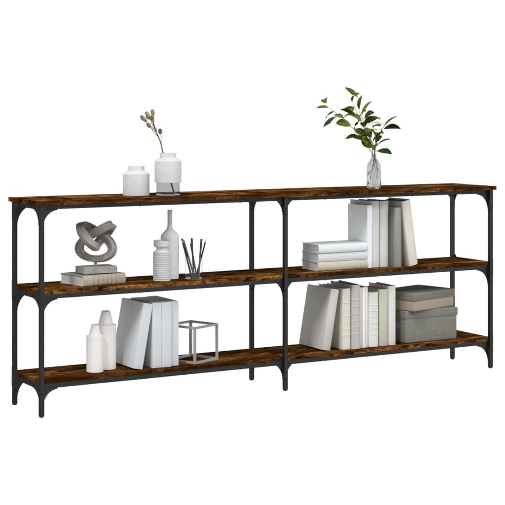 Tavolo consolle in rovere affumicato, 200 x 29 x 75 cm, in legno e