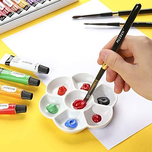 Miniatura 4 de Bandeja de paleta de pintura de artista de cerámica blanca de mezcla de flores de 7 pocillos para acuarela gouache pintura al óleo acrílica (3