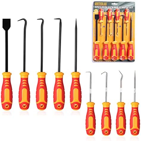 Sunplux 9-Piece Heavy Duty Precision Pick & Hook Set, Car Auto Oil Seal/O-Ring Seal Gasket Pick Hook Puller Remover, Electronics Hand Tool Set