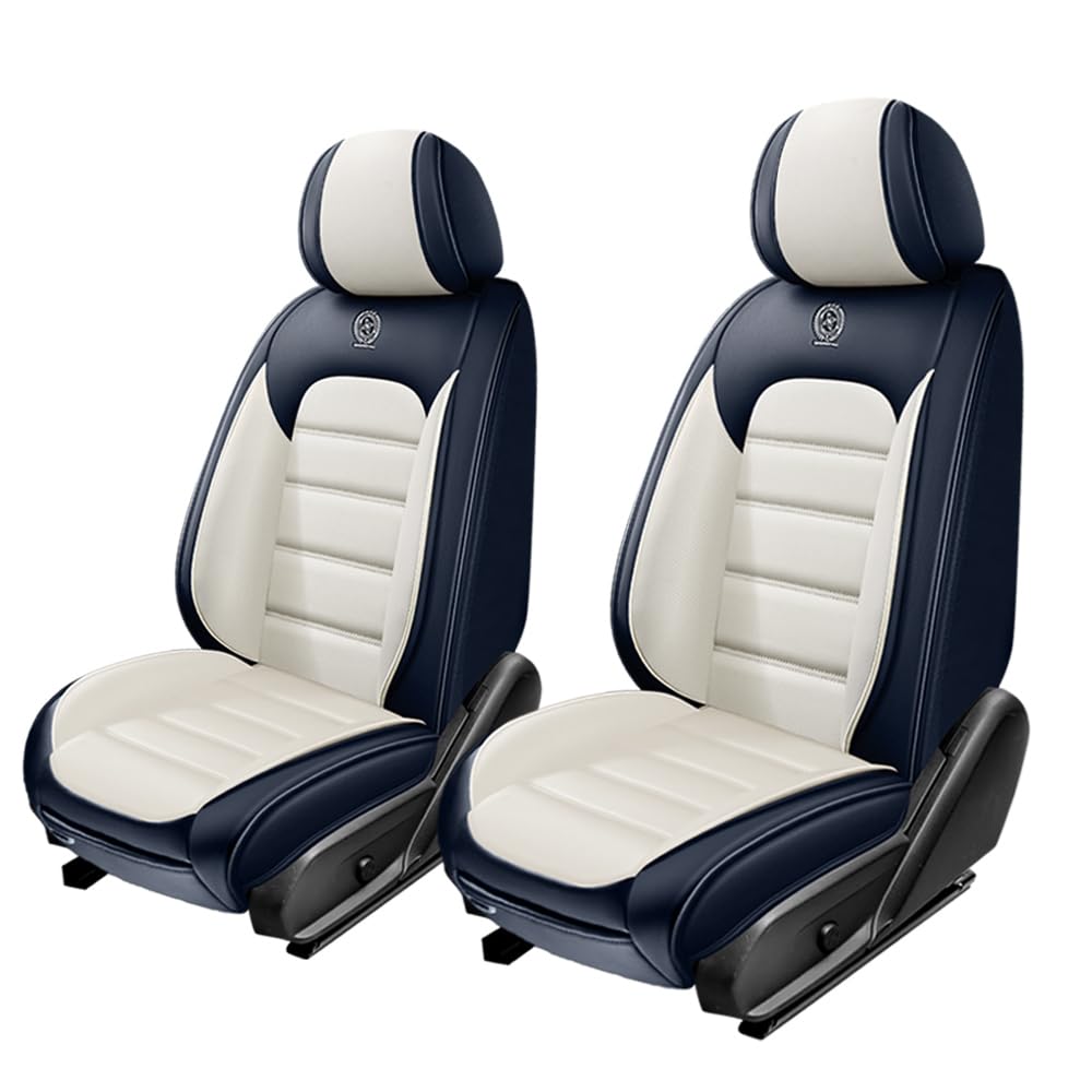 2 Seat Covers for Toyota FJ Cruiser 2007-2014,Premium Nappa Leather Car Seat Covers Car Seat Cushions,Waterproof Soft Seat Covers for Cars,Interior Accessories Airbag Compatible（Standard-Blue&White）