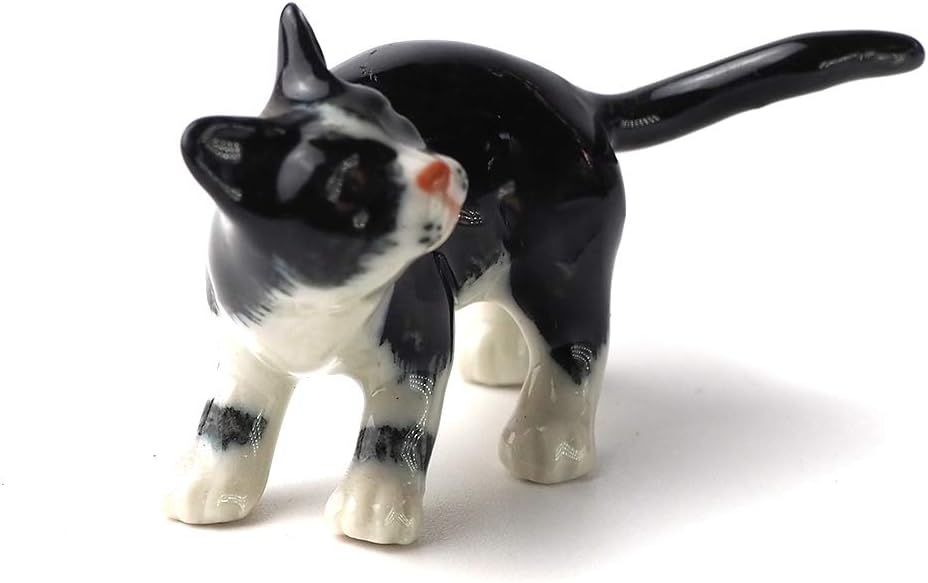 ZOOCRAFT Black Cat Figurine Ceramic Animal Miniature Handcrafted Kitten Gift Decor DIY Craft Design Collectible: Home & Kitchen