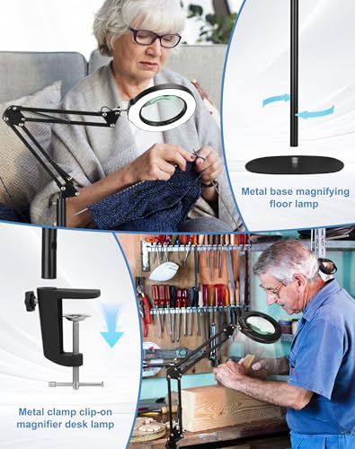 10X Floor Magnifying Lamp with Light and Stand for Reading, Crafting, and Close Work