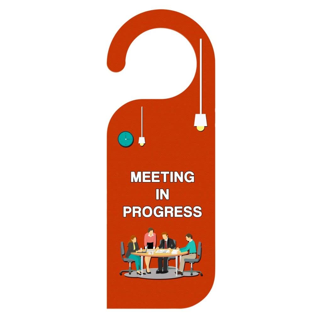 ASHVAH Meeting in Progress Door Hanger/DND Sign, Do not Disturb Door Knob Hanger/Door Tag for Bedroom, Couple, Studyroom, Home, Office, Meeting, Sleeping D-012