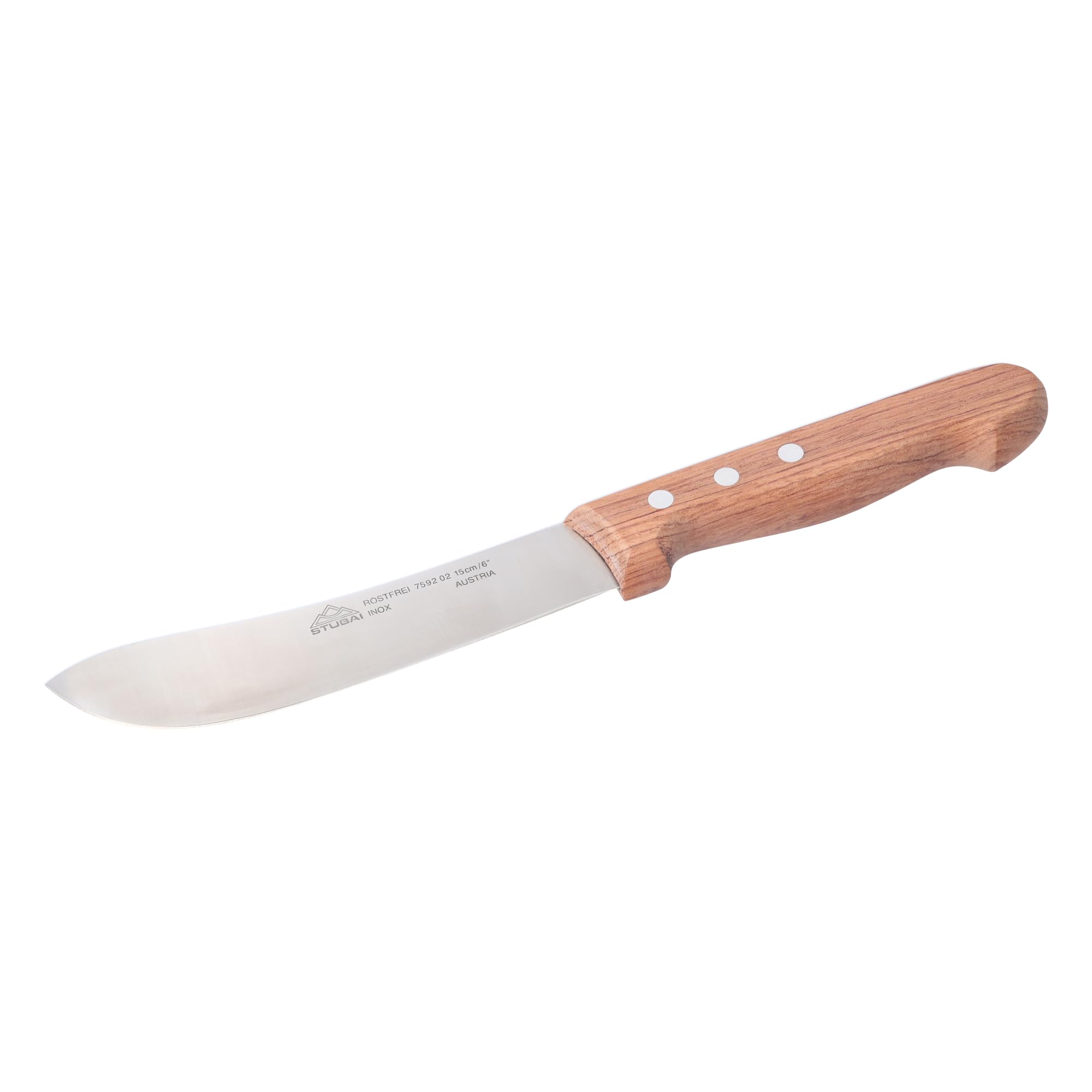 STUBAI Abhäutemesser mit Holzgriff | 150 mm | Hautmesser aus Edelstahl, rostfrei, spülmaschinenfest