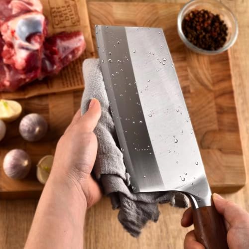 Image of Wizbiz 7 Inch Blade Meat Cleaver Knife for Kitchen Heavy Duty Meat Knife Butcher Cleaver Chopper for Cutting Mutton, Chicken, Bones Vegetable - Kitchen Cutting Tool
