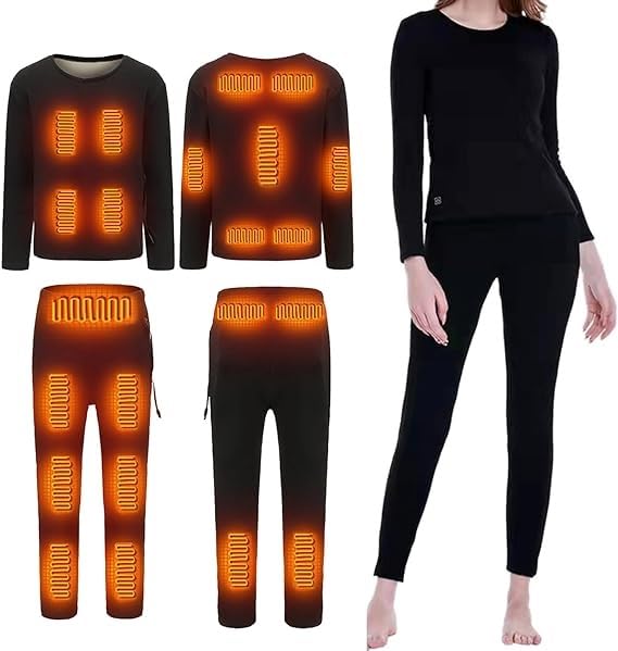 Conjunto de Ropa Interior térmica con calefacción para Mujer, Conjunto de Ropa Interior térmica eléctrica con calefacción por USB de 22 Zonas para Mujer para Interiores, Exteriores y Deportes