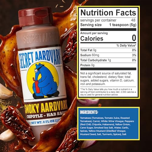 Image of Secret Aardvark Habanero and Chipotle Hot Sauce, 2-Pack Bundle 8 fl oz | Tomatoes & Carrots, Chipotle & Garlic, Smoky BBQ Combo, Non-GMO, No HFCS, Vegan, Low Carb, For Tacos, Eggs, and Grilling