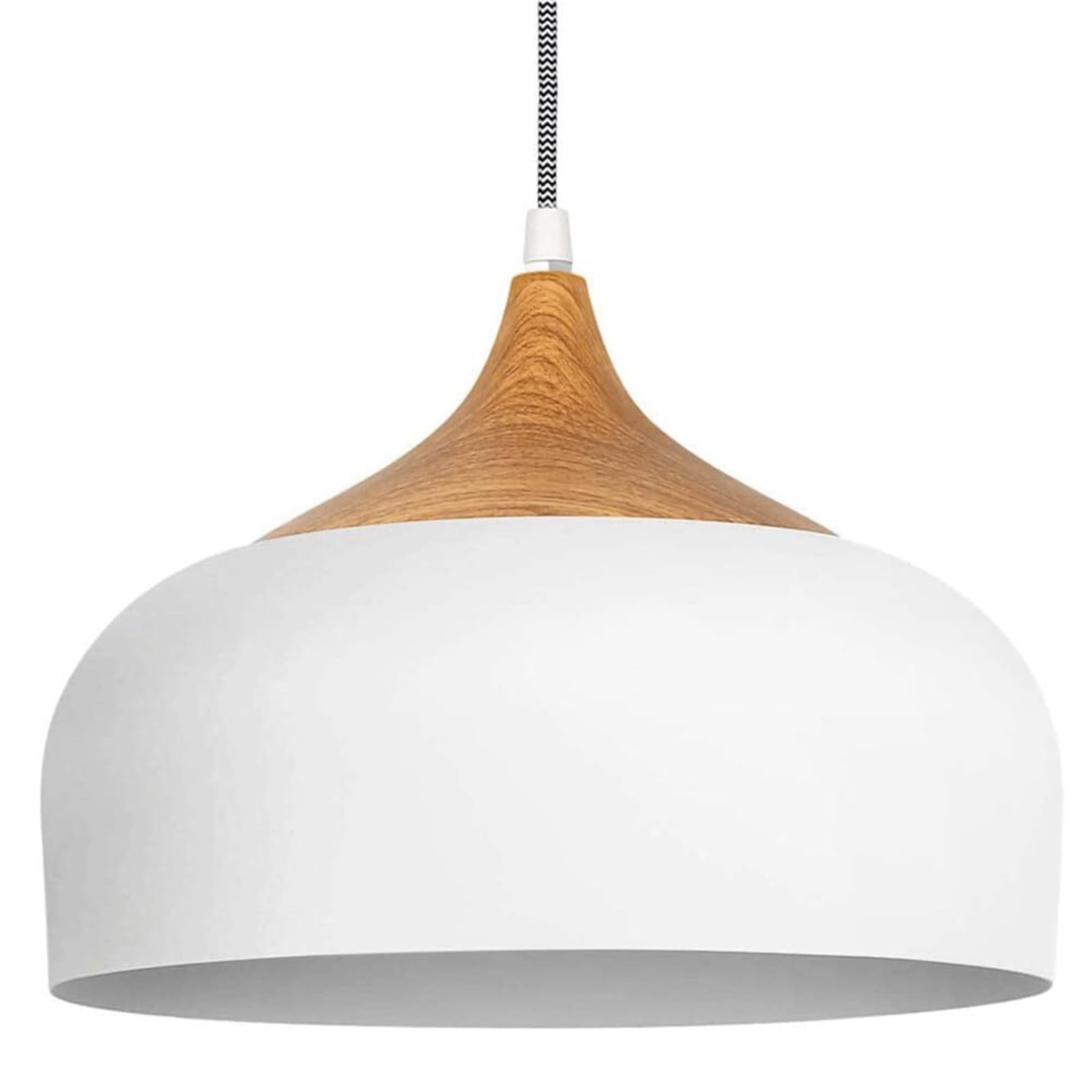 HXYSXHJUO American Style Wrought Iron Pendant Light - E27 Single-Head Chandelier with Lampshade for Balcony & Bar Décor(White)