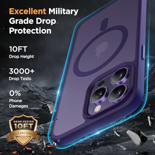 Image of Miracase Magnetic Series Designed for iPhone 13 Pro Case [Compatible with MagSafe] [with 2X Screen Protectors] Anti-Fingerprint, Magnetic Phone Case for iPhone 13 Pro 6.1 inch - Dark Purple