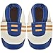 Baolesem Chaussons souples en cuir pour bébé - Avec semelles en daim - Bleu - Baskets 01 jaune-bleu, 12-18 Monate