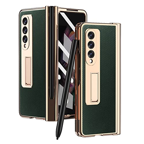 Étui Galaxy Z Fold 4 et 3 avec protège-charnière et verre trempé avant intégré, couleur vert KFL