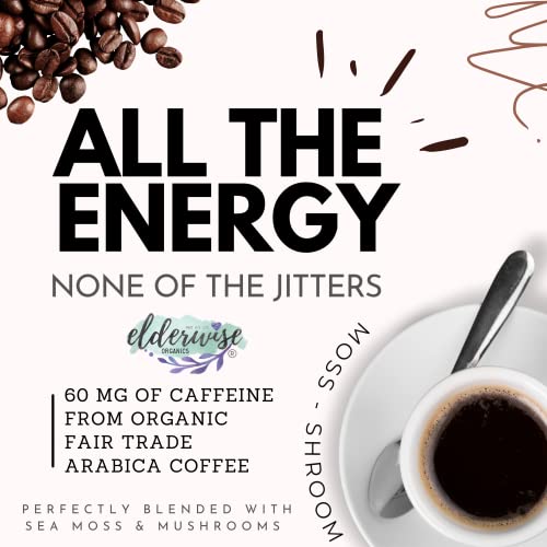 Elderwise Organics Coffee with Mushrooms & Sea Moss - Lion's Mane, Chaga, Reishi & Cordyceps - 24 Servings - Healthy Coffee - Freeze Dried Instant - Chemical free - Fair Trade - Image 6