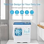 COSTWAY Portable Washing Machine Twin Tub 26 Lbs Capacity, 18 Lbs 8 Lbs Spinner, Compact Control Knobs Timer Function, Drain Pump, Laundry washer, for Apartment RV, Blue - Image 5