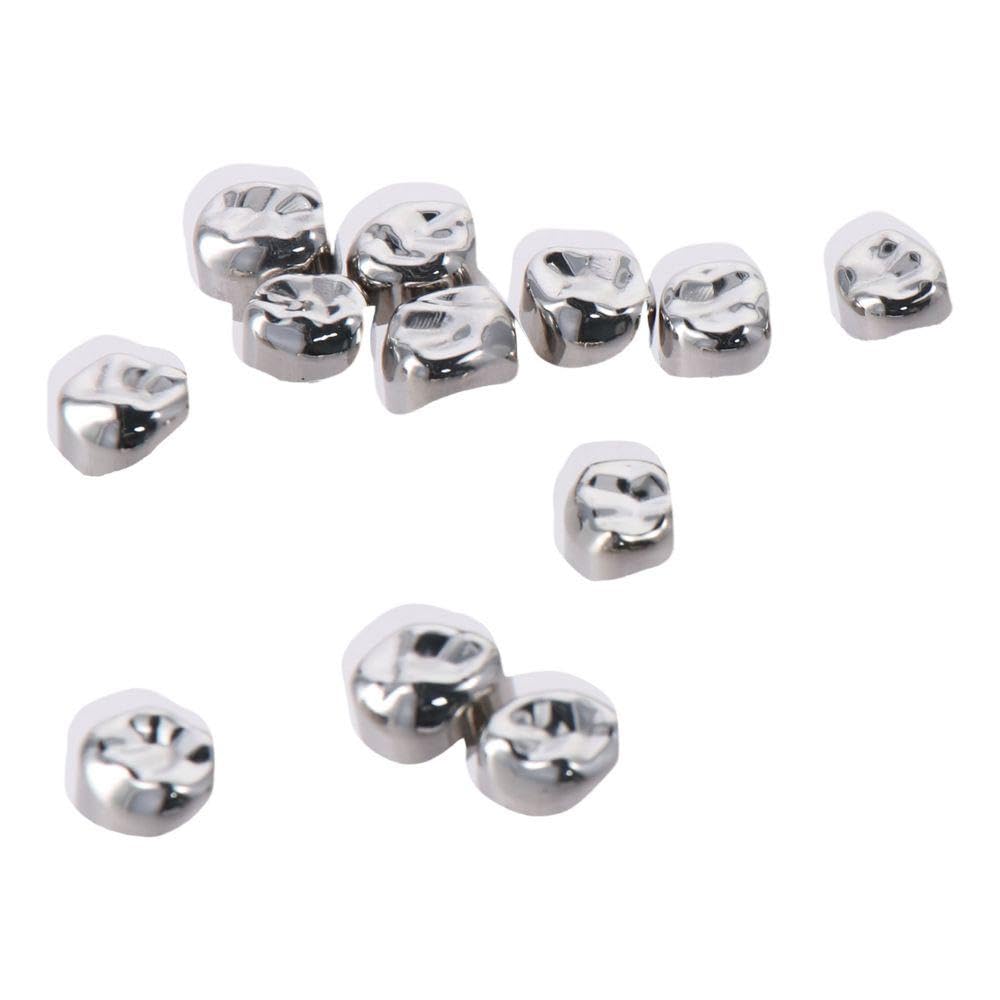 AllGIFT Metal Crowns 12Pcs Stainless Steel Metal Crowns Dental Teeth Crown Adult Teeth Crowns