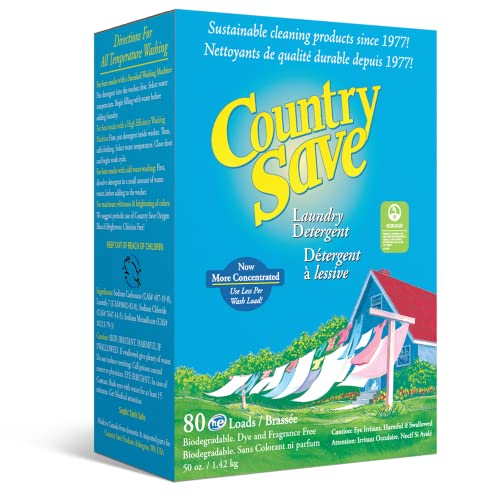 Country Save Laundry Detergent Powder Natural - HE Natural Powdered Laundry Detergent Clear & Free of Chemicals - Sensitive Washing Eco HE Laundry Detergent Safe for Babies (5 Pound (Pack of 1))