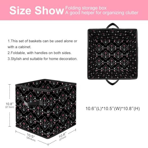 Boîte de rangement pliable cube noir géométrique pour placard - 3