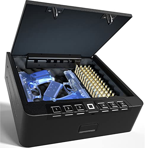 XDeer S005 Biometric Gun Safes for Pistols with USB Port & Keypad & Silent Mode