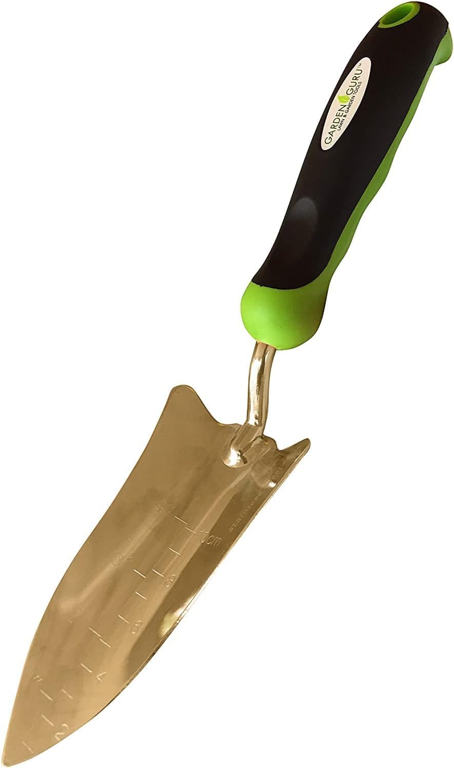 Garden Guru - Pala para trasplantar, acero inoxidable recubierto de titanio, resistente a la corrosión, agarre ergonómico, herramienta de pala de mano perfecta para jardinería, trasplante y excavación