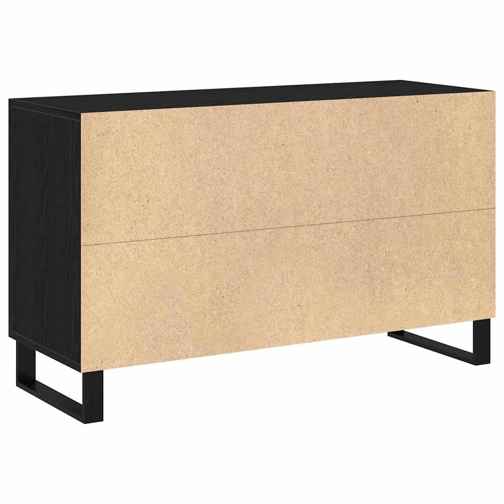 Credenza Rovere Nero 100 x 36 x 60 cm Legno ingegnerizzato mobile contenitore soggiorno cucina con cassetti e porte stile industriale ideale per spazi moderni e pratici