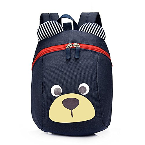 MCUILEE Mochila para Niños/PequeñA Bebes Guarderia Bolsa con Arneses de Seguridad,Azul marino
